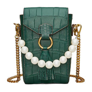 Diseñador de calidad superior cocodrilo Piel de piel de cocodrilo funda para teléfono móvil monedero bandolera con borla - Product Image 4
