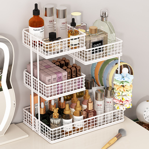 Estante de almacenamiento de cosméticos de 4 niveles, estante de hierro blanco para maquillaje, cuidado de la piel, organizador de tocador de baño - Product Image 2