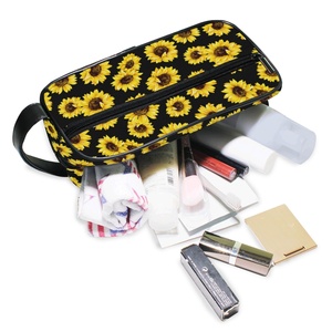 Promotion Women Beauty Double Zipper Custom Logo Wash Bag Sunflower Portable Makeup Cosmetic Bag - Product Image 5