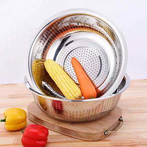 Ensemble de passoires DSF25 34 cm avec design perforé, passoire de cuisine durable pour légumes et fruits, acier inoxydable 201 - Product Image 1