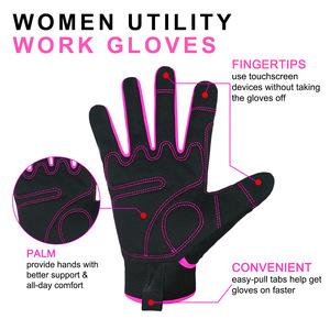 Gants de travail pour femmes, paume antidérapante, dos en maille respirante, compatibles avec les écrans tactiles, durables, légers, polyester/viscose - Product Image 3
