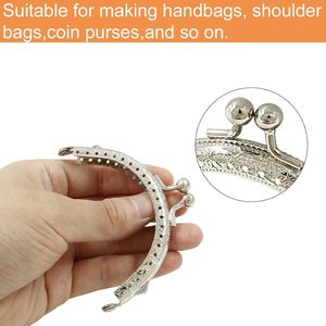 Piutouyar Pcs Metal <b>Purse</b> Frame Vintage Bag Kiss Clasp Lock Retro Style Arch Frame Coin <b>Purse</b> Hardware With Lotus Beads Embossed - Product Image 3