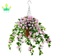 Panier suspendu avec des fleurs artificielles en soie, fausses plantes de lierre, décoration de jardin, pelouse, Patio