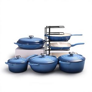 Ensemble de casseroles en émail 7 pièces avec couvercle, faitout extra large, marmite à fruits de mer, casserole à lait, casserole à steak <span class=keywords><strong>rayée</strong></span>, poêle multi-usage, marmite pour maman - Product Image 5