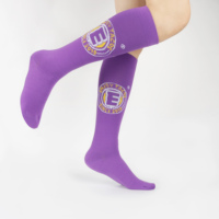 Chaussettes de compression personnalisées OEM en Spandex/Nylon pour jeunes, avec logo jacquard trapézoïdal violet, pour le sport et le maintien de la forme