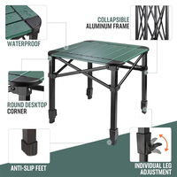 Table pliante de camping en aluminium réglable en hauteur, portable, double usage intérieur/extérieur, bureau multifonctionnel