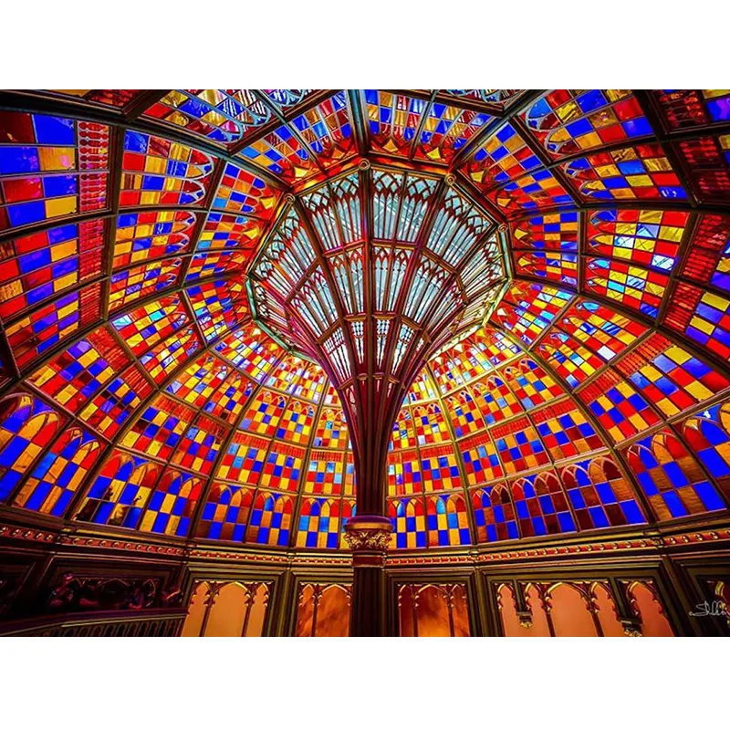 Church home villa art decorative glass manufacturer religious design tiffany stained glass dome skylight tempered stained glass