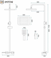 MYN Ensemble de douche de salle de bain en marbre doré à affichage numérique multifonctionnel de luxe en Offre Spéciale d'or