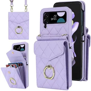 Fashionable for Samsung Z Flip 5 Folding Screen Phone Case Z Flip 4 Ring Rhythm Organ Card Case Leather Case