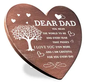 Wooden heart-shaped plaque Dad Thank You gift Dad Birthday Christmas gift Dad You mean the world to me