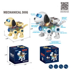 Bonito Design Transparente Cão Elétrico Brinquedo com Engrenagem Inteligente Inovação Andando Robô Brinquedo com Luz e Som Elétrico Animais De Estimação - Product Image 2