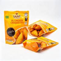 Pochette à fermeture éclair en plastique personnalisée avec logo pour emballage alimentaire surgelé de poulet brésilien XL Coxinha Croquettes