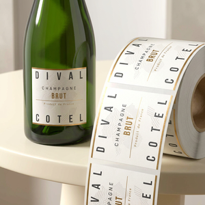 Étiquettes autocollantes en papier texturé avec gaufrage à l'or personnalisé, logo privé pour les bouteilles de champagne <span class=keywords><strong>Brut</strong></span> - Product Image 1