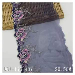 20cm navy blue embroidery trim net lace