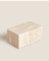 Boîte de rangement rectangulaire en marbre naturel SAIDKOCC, grande boîte de rangement, décoration de salon, ornements en travertin beige, bijoux, articles divers
