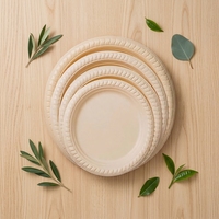 Assiettes jetables modernes en amidon de maïs beige, biodégradables, écologiques, de qualité alimentaire, pour restaurant