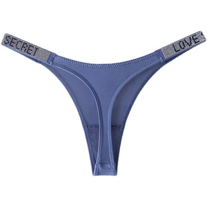 String taille basse en soie avec strass brillants, personnalisable avec logo lettre, pour femme - Product Image 1