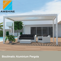 5x5m açık sunroof su geçirmez otomatik teras çatı alüminyum pergola louvre sistemleri