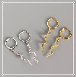 أقراط بدلاية على شكل حيوان ثعبان ، مجوهرات أذن نسائية ، أقراط ذهبية من الفضة للنساء والرجال - Product Image 3