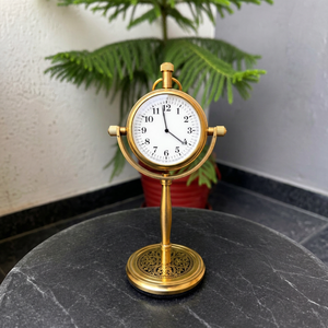 Nautical Brass Gimbal <b>Desk</b> <b>Clock</b> Handmade Maritime Tabletop Timepiece Vintage Ship-Inspired Office & Study Decor - Product Image 1