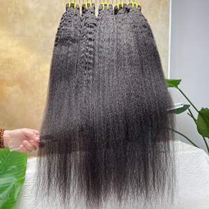Holiday Hairstyle 12A Cuticule alignée <span class=keywords><strong>Cheveux</strong></span> bruts Couleur noire naturelle 100% <span class=keywords><strong>Cheveux</strong></span> vierges humains Kinky Straight Bundle pour utilisation en <span class=keywords><strong>salon</strong></span> - Product Image 6