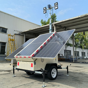 Tour d'éclairage solaire mobile à LED sur remorque avec mât télescopique de 9 m et 3 panneaux solaires de 470 W pour la construction, l'exploitation minière et les réparations routières - Product Image 2