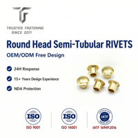 Rivets semi-tubulaires à tête ronde en titane TianFang pour la production de charnières de meubles, finition polie, revêtement par tréfilage, sur commande