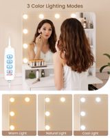 Miroir de coiffeuse moderne pour chambre à coucher avec 10 ampoules LED, bureau de toilette blanc, 7 étagères, 1 tiroir, luminosité réglable