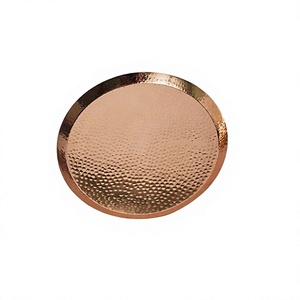 Plateau de service alimentaire en cuivre martelé de qualité exclusive, forme ronde, à prix bas - Product Image 1
