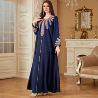 Nouvelle Robe Longue Ample et Élégante pour Femme en Polyester Brodé Floral Turc, Style Commercial Tendance