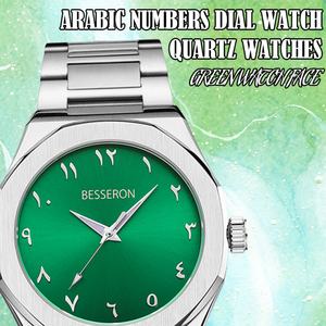 Reloj de pulsera de lujo para hombre, de acero inoxidable, con esfera de números arábigos, diseño de fábrica OEM, 5 ATM, cuarzo, con diseño de esfera árabe - Product Image 3