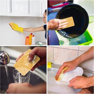 Tự nhiên Cellulose chà món ăn miếng bọt biển phân hủy sinh học sisal nhà bếp tái sử dụng có thể giặt gỗ bột giấy miếng bọt biển cho các món ăn làm sạch - Product Image 5