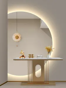 Halve Maan Vorm Grote Frameloze Decoratieve Led-Achtergrondverlichting Badkamer Mooie Spiegel