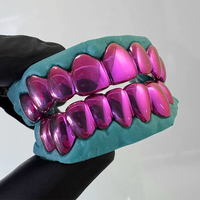 Grillz dentaire unisexe personnalisé en argent sterling S925 plaqué or 10K, 8 dents supérieures et 8 dents inférieures, bijoux Hip Hop
