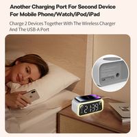Nouveau Réveil 5 en 1 Chargeur sans fil avec veilleuse Radio FM 15W Chargeur rapide sans fil Haut-parleur mode sans fil