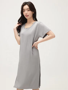 Camicie da <span class=keywords><strong>notte</strong></span> in viscosa di bambù da donna camicie da <span class=keywords><strong>notte</strong></span> morbide comode camicie da <span class=keywords><strong>notte</strong></span> da donna a maniche corte girocollo abito da <span class=keywords><strong>notte</strong></span> - Product Image 2