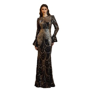 Manica lunga serata modesta per le donne sirena nera Hijab paillettes impero lungo ispirato <span class=keywords><strong>Istanbul</strong></span> marocchino turco Dubai - Product Image 1