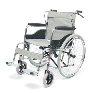Fauteuil roulant manuel Xinwang 24 pouces à roues à rayons, pliable, gris clair, en acier carbone, pour personnes âgées et handicapées - Product Image 1