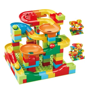 Ideas Marble Track Race Run Big Blocks Balls Funnel Maze Car Slide Classic Model Building Sets Bricks Toys Baby City