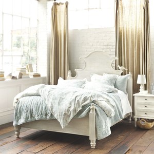 <span class=keywords><strong>Letto</strong></span> Matrimoniale in Legno Massello Bianco Invecchiato Stile Vintage Francese con Testiera Decorata a Testa di Uccello, <span class=keywords><strong>Letto</strong></span> per Camera da <span class=keywords><strong>Letto</strong></span> Principale in Stile Rustico - Product Image 1