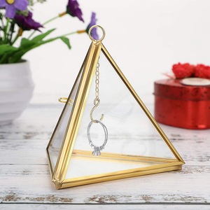 Jewelry Box Ring Display Stand for Wedding Gift Best-selling Pyramid Gold Metal Color Can Be Customized Brass and Glass OEM/ODM