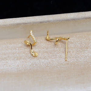 Pendientes de Plata S925 Wenchi con Diseño de Rayo, Accesorios DIY en Espiral para Perlas de 8-14 mm con Componentes en Forma de S, Soporte Vacío para Joyas - Product Image 3