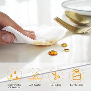 Protector de Mesa/Mantel de PVC Transparente de 2.0 mm de Grosor y 36 Pulgadas de Diámetro, Duradero, Lavable, Estilo Americano, Diseño Sólido para Comedor - Product Image 4