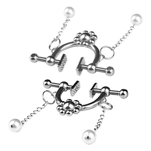 QKKQ Morsetti per capezzoli dal design unico, Strapon con cintura, Catena in acciaio, Catena di perline, Morsetti per capezzoli in metallo pesante, Clip per seno, Sex Toys - Product Image 4