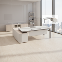 Bureau de direction en forme de L en panneaux de particules de style moderne avec armoire intégrée pour immeuble de bureaux - Vente en gros