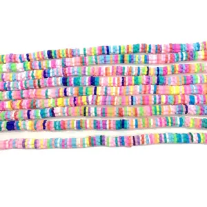 Rainbow Polymer Clay Heishi Beads 6ミリメートルColorful Flat Disc Slice Spacer Smooth BeadsビニールディスクビーズためDIY Craft Jewelry