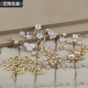 เครื่องประดับกิ่งดอกพลัมสั่งทำพิเศษ ประดับมุกและคริสตัล สำหรับงาน DIY ของตกแต่งพัดเจ้าสาว ชุบโลหะผสม คอลเลคชั่นฤดูใบไม้ผลิ 2025 - Product Image 2