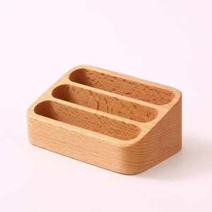 Custom Eco-Friendly Walnut Beech Wood Business Name Card Display Holder Desktop Tabletop Wood Crafts Wooden Boxes Wall Signs