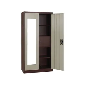 Armoire à 2 portes en fer almiah avec miroir, armoire de rangement en métal, fabrique une armoire en acier