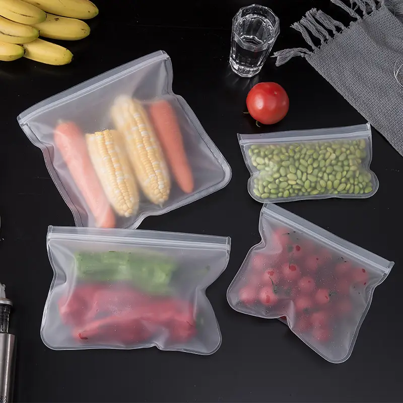 Silikon gıda saklama torbaları yeniden kullanılabilir Stand-Up fermuarlı çantalar sızdırmaz kaplar çantalar depolama kilitli
